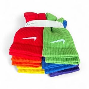 Nike Everyday Cushioned Crew Socks 6 PACK Rainbow Colors Unisex Large